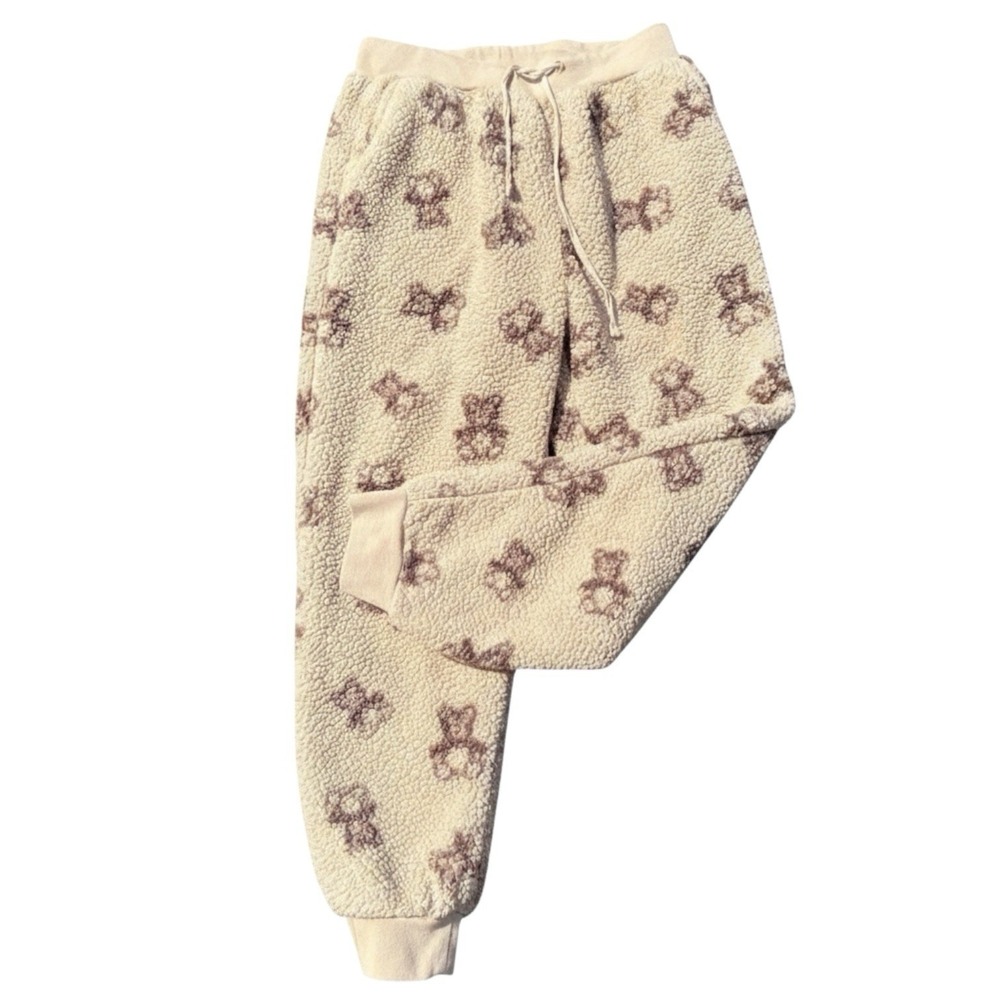 Womens Fleece Pajama Pants Bear Print Size M Lounge Sweats Joggers Teddy Bears